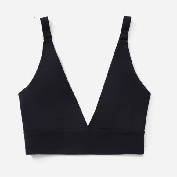 NWT Everlane The Invisible V Neckline Seamless Cup Adjustable Strap Bra Black - Picture 1 of 13